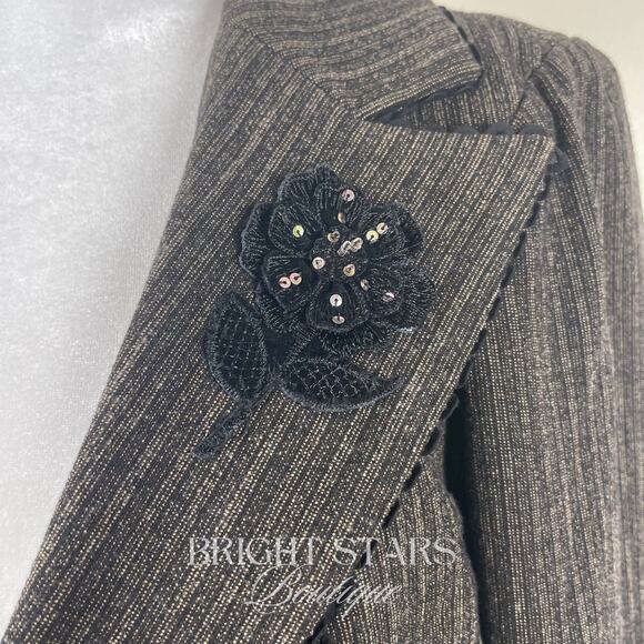 Extremely Rare Blazer Jacket ASO Lorelai Gilmore Girls Applique Flower Brown - Picture 9 of 12